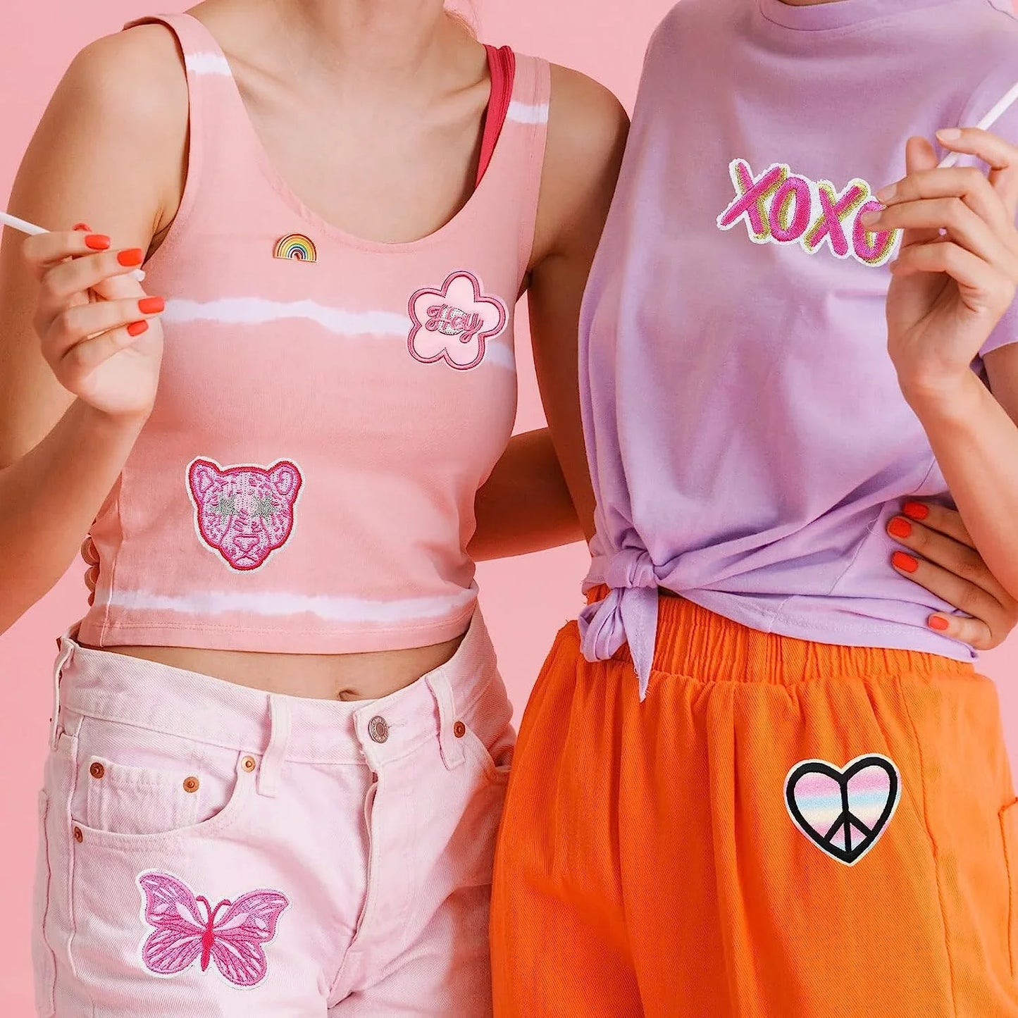 18Pcs Preppy Patches Pink Iron on Patches Cute Love Repair Decorative Patch for Clothing Design Backpack Jackets Hats Jeans Shirt DIY Craft Decorations