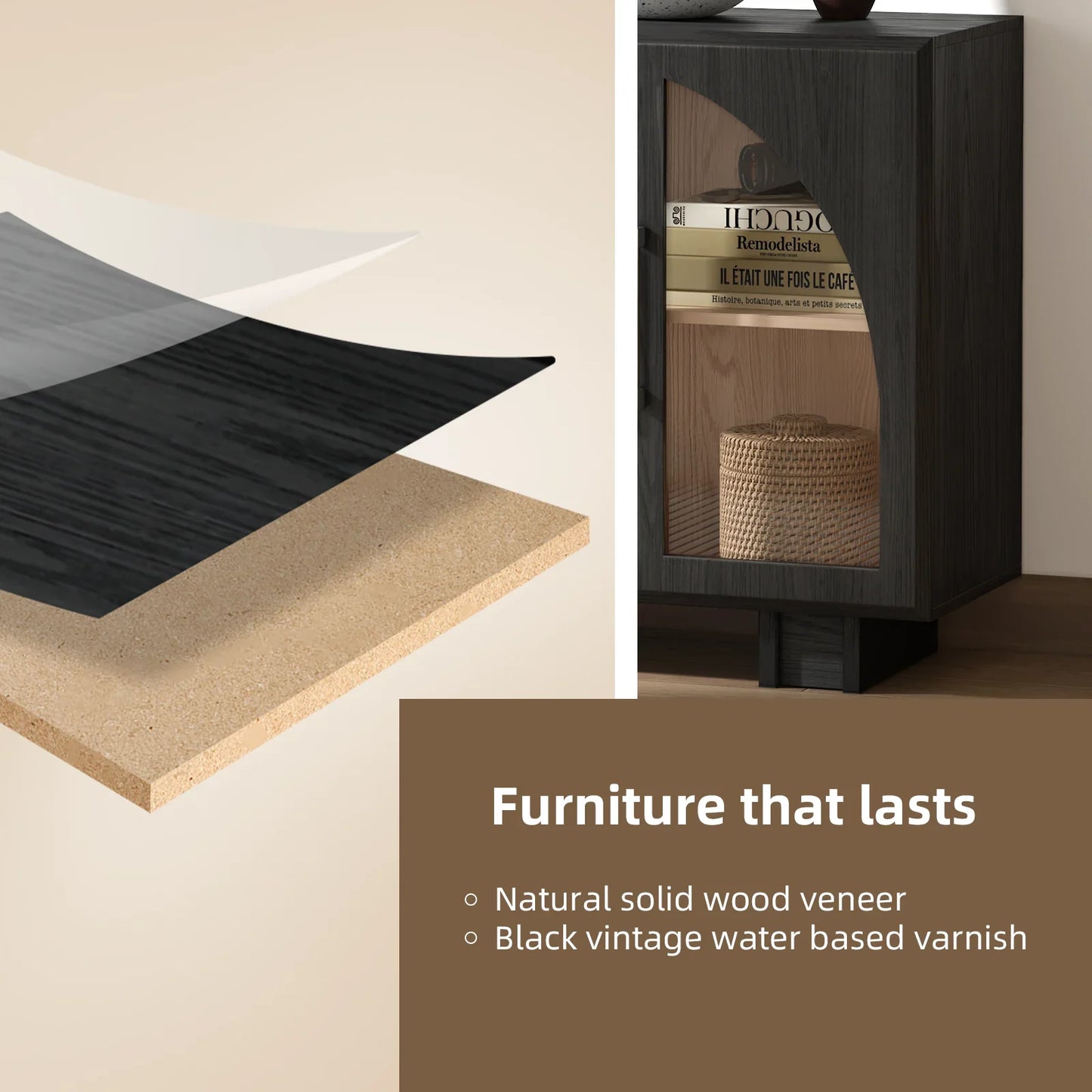 JOINICE Accent Cabinet with Adjustable Shelves,for Living Room,Entryway,Dinning Room,Black