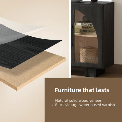 JOINICE Accent Cabinet with Adjustable Shelves,for Living Room,Entryway,Dinning Room,Black