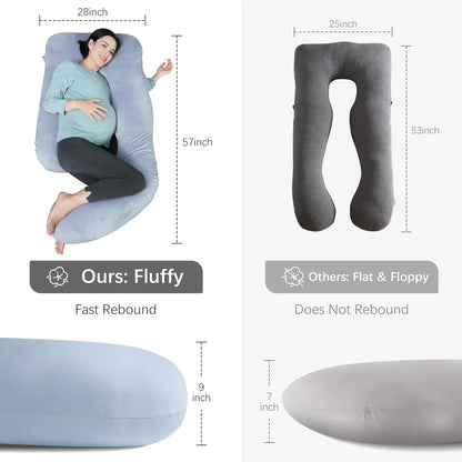 Pregnancy Pillows for Sleeping - U Shaped Full Body Maternity Pillow with Removable Cover - Support for Back, Legs, Belly, 57 Inch