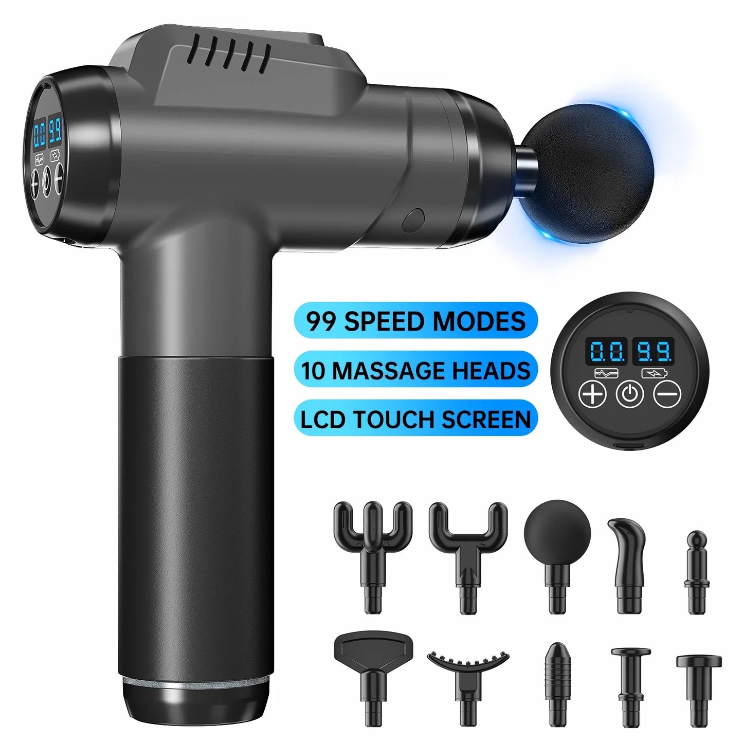 Muscle Massage Gun Handheld Deep Tissue Massager Electric Quiet Portable Massaging Gun 99 Speed Adjustable Professional Fascia Gun for Sore Muscle and Stiffness