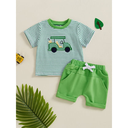 Peyakidsaa Summer Infant Baby Boys Cotton Shorts Set Clothes Short Sleeve Tops and Short Pant 2 Pcs Sets