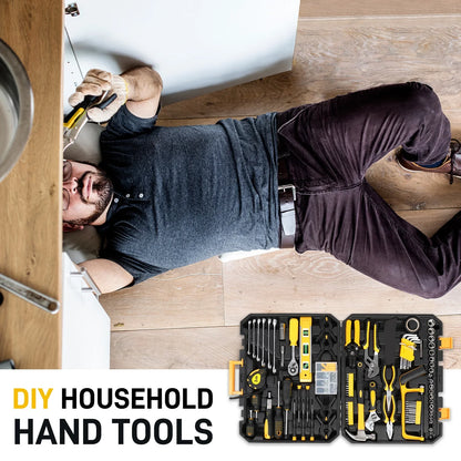 Ktaxon 198 Piece Tool Set, General Household Hand Tool Kit Socket Wrench Auto Repair Tool, W/ Storage Case, Yellow