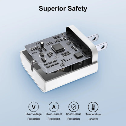 USB C Charger 2 Pack 20W PD White Fast Charger Block with 6FT USB C Cable Compatible with Android