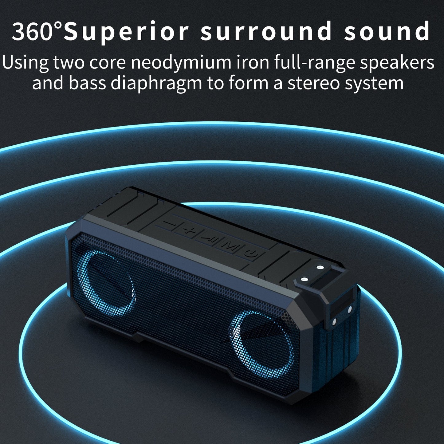 New Bluetooth Speaker with IPX7 Waterproof, Multicolor LED Light, Power Bank, Dual Speakers, Outdoor Wireless Audio