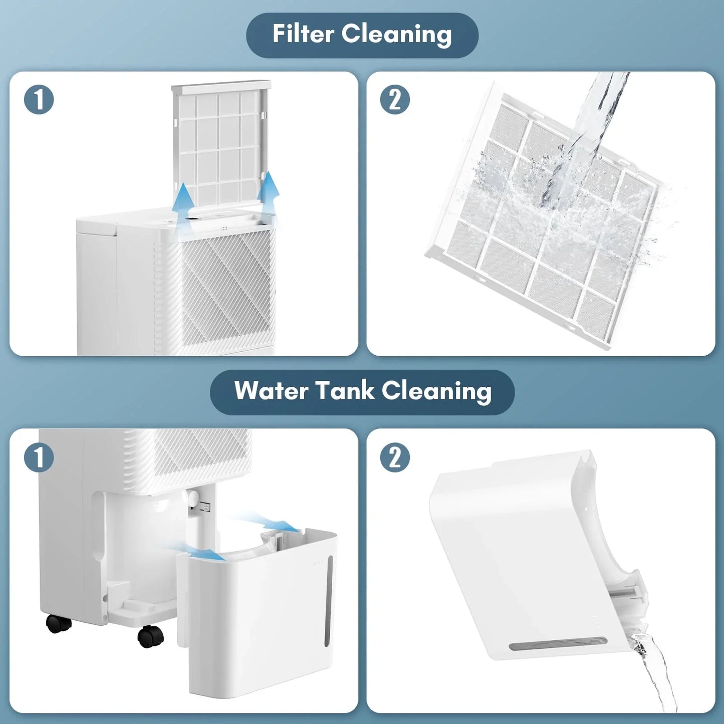 KISSAIR 22 Pints Portable Dehumidifiers, 1,500 Sq. ft Coverage Area, Auto Shut off, 24H Timer, 2.1L Water Tank, Drain Hose,Ideal for Room, Bathroom, Basement