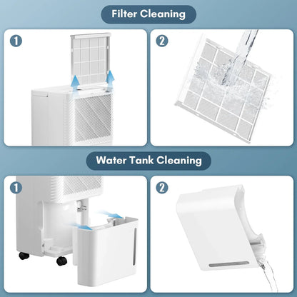 KISSAIR 22 Pints Portable Dehumidifiers, 1,500 Sq. ft Coverage Area, Auto Shut off, 24H Timer, 2.1L Water Tank, Drain Hose,Ideal for Room, Bathroom, Basement