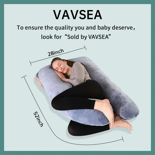 VAVSEA Pregnancy Pillows with 2 Covers, U-Shape Full Body Pillow for Sleeping, Maternity Pillow for Head, Back, Hips, Legs, Belly, Pregnant Women Must Haves