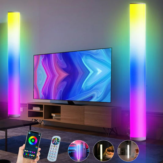 VAVSEA 41 Inch Floor Lamp, 2-Pack LED Tall Light, Floor Lamp with Smart App and Remote Control, Music Synced Mood Light, RGB Floor Lamp for Living Room, Bedroom, Game Room