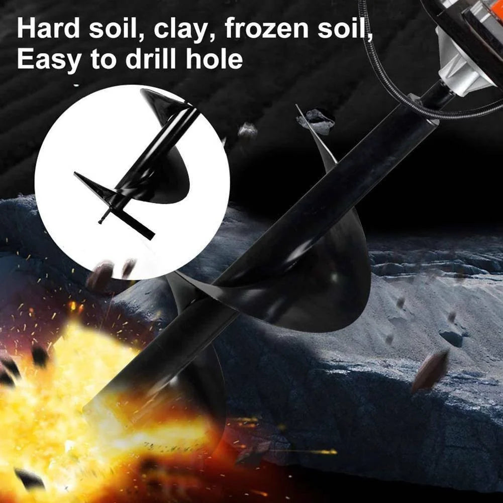 PRIJESSE Gas Powered Earth Digger with 3 Extension Rods + 3 Auger Drill Bits