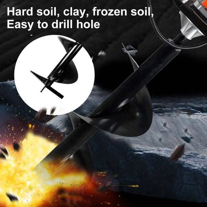 PRIJESSE Gas Powered Earth Digger with 3 Extension Rods + 3 Auger Drill Bits