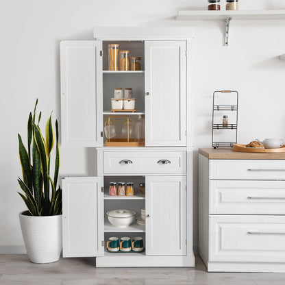 Ktaxon 72" Kitchen Pantry Cabinet with Doors and Shelves, Sideboard Storage, White