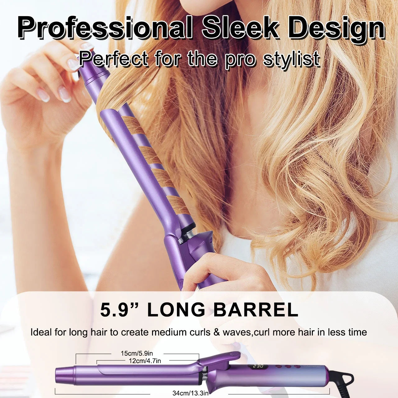 Iris Hatteker 0.98 inch Curling lron Professional Ceramic Coating Barrel Curling Wand, LCD Displaywith14 Heat Setting£¬ All Hair Types