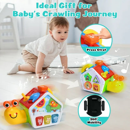 Musical Crawling Sensory Toys for Toddlers 1-3,6-in-1 Activity Cube Montessori Learning Toy for Baby Boys Girls