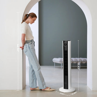 KISSAIR Tower Fan 85°Oscillating, 35 Inch Portable Fan with Remote Control, 4 Modes and 3 Wind Speed Setting, Built in 12 H Timer LED Display, Multicolor