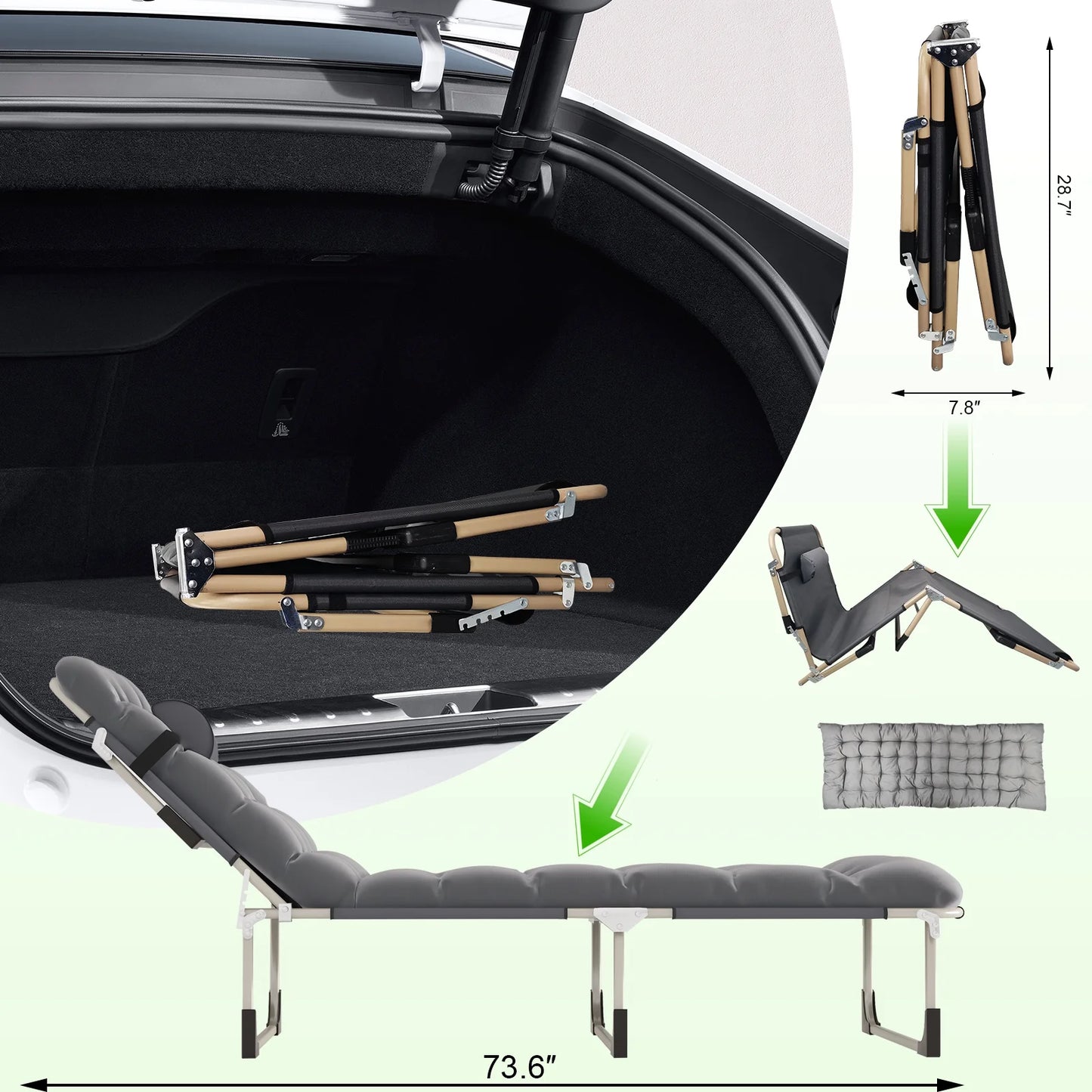 Jacgood Folding, Extra Wide Portable Sleeping Cots with Mattress, 2 Count