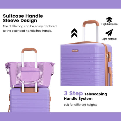 Amalodie luggage 6 Piece Rolling Hardside Luggage Set,LIGHT PURPLE