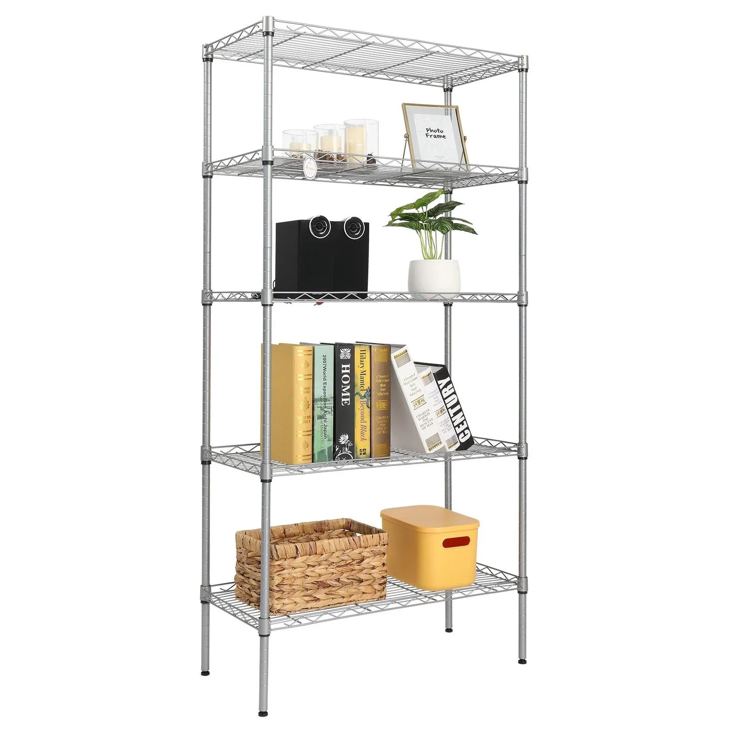 Ktaxon 5-Tier Wire Shelving Unit, Steel Storage Rack for Office Kitchen 30" W x 14" D x 60" H, Silver