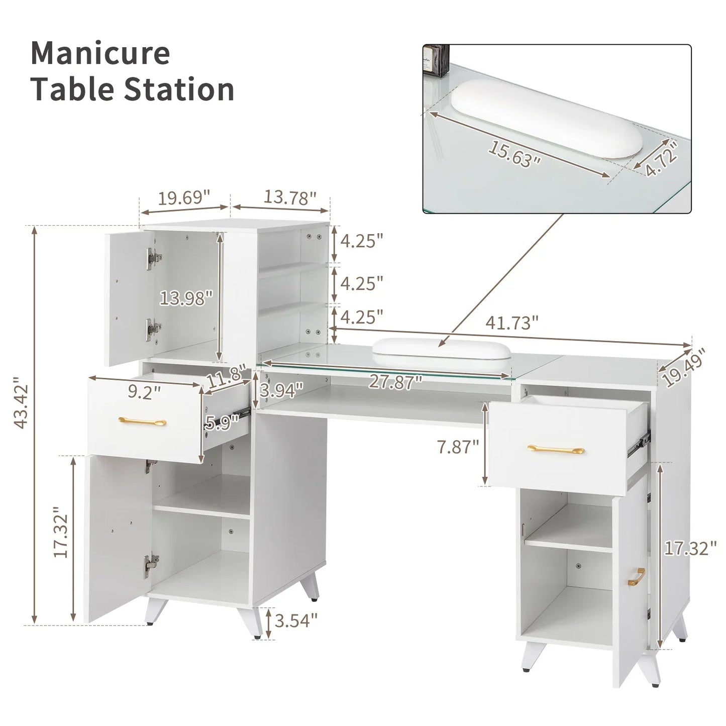 Ktaxon Manicure Table, Nail Makeup Desk, Storage Beauty Salon Workstation,White