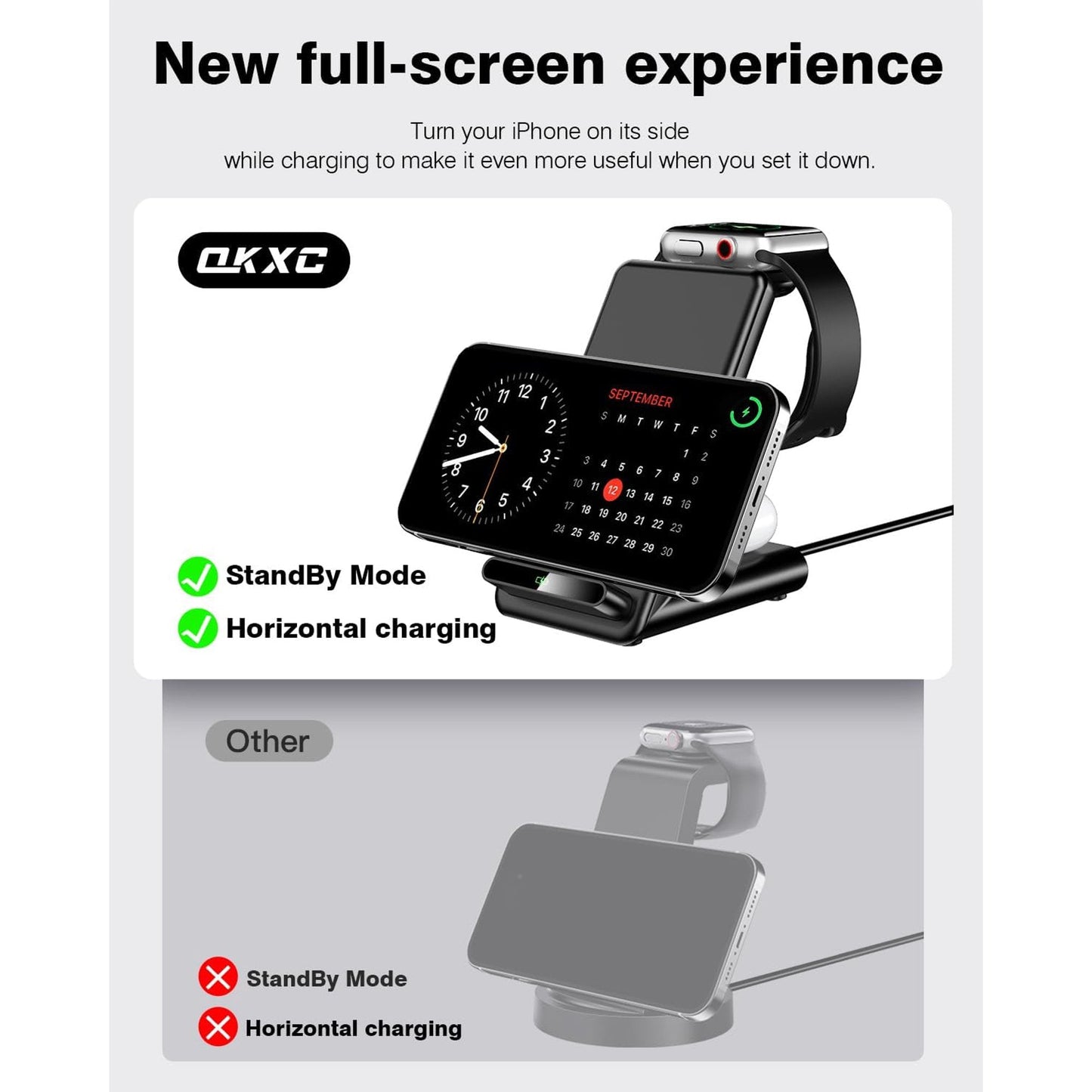 Wireless Charging Station,3 in 1 Wireless Charging Stand Made for Apple Watch Ultra 9 8 7 6 SE 5 4 3,Fast Wireless Charger Made for iPhone 15/Plus/Pro Max/14/13/12/11/X,for AirPods Pro(with Adapter)