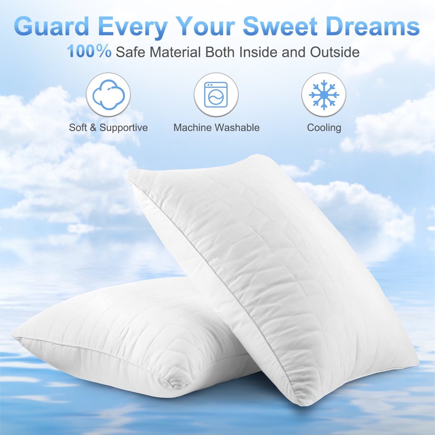 Bed Pillows for Sleeping Queen Size Set of 2 Cooling Pillows Hotel Quality