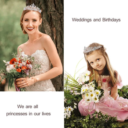 HOWAF Birthday Tiara for Women, Tiara for Women AB Rhinestone, Happy Birthday Queen Tiara for Women Birthday Crown Sash 2 Pack, Silver