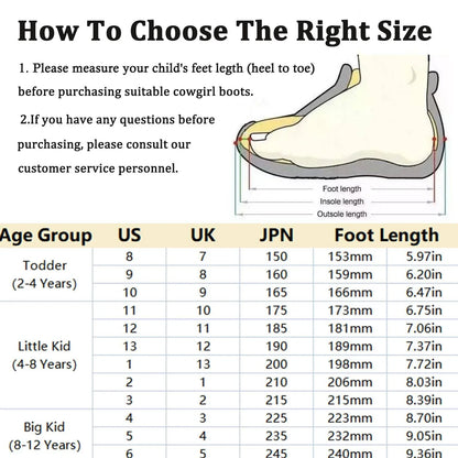 IUV Cowgirl Boots Cowboy Boots For Girls Kids Toddler Fashion Western Boots Mid Calf Riding Shoes