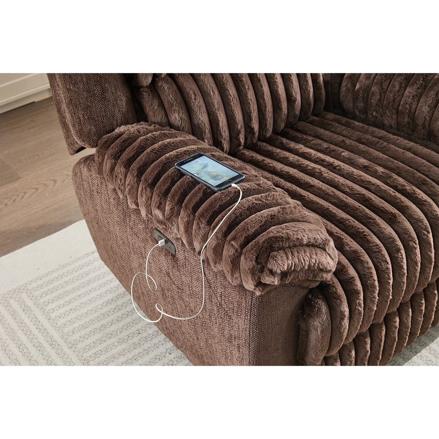 Power Recliner Oversize Chairs for Adults Electric Recliners Chair Soft Fabric Overstuffed Single Reclining Chair for Living Room for Big Man with USB Port