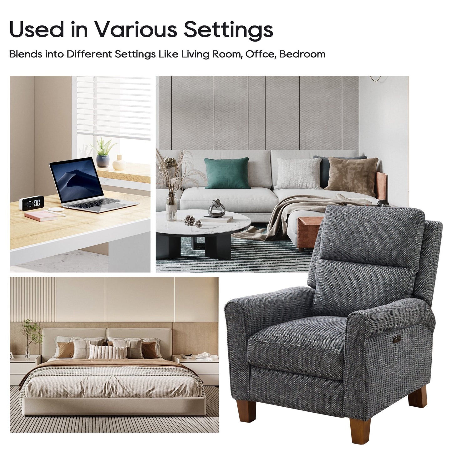 33.4 Wide Power Recliner for Living Room with USB Port