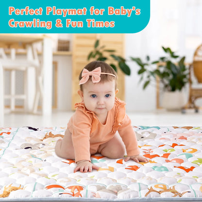 NiBaby 50x50 Foam Baby Playmat with Vibrant Patterns, Foldable Thick Cushioned Play Area and Non-Slip Base for Indoor/Outdoor Use, Machine-Washable, Hypoallergenic and Safe for Baby (Alphabet)