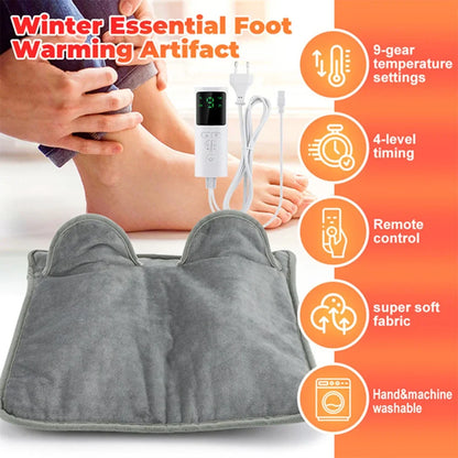 Electric Heated Foot Warmers for Men and Women, Double Sided Electric Foot Warmer, Foot Heating Pad with 9 Temperature & 4 Timer Settings, Fast Heating Technology for Office, Home, Machine Washable