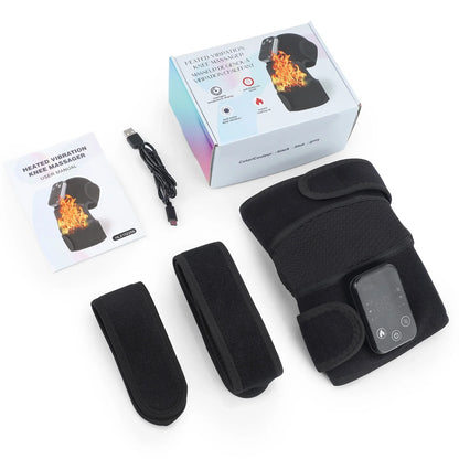 Heated Knee Massager,3-In-1 Heated Knee Brace Wrap, Vibration Knee Heating Pad,3 Adjustable Vibrations and Heating Modes, Heating Pad for Knee Relax