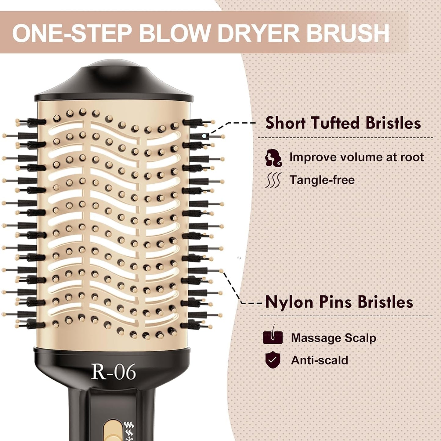 Hair Dryer Brush Blow Dryer Brush in One 4 in 1 Styling Tools with Ceramic Oval Barrel, and Styler Volumizer, Hot Air Straightener Brush for All Hair Types