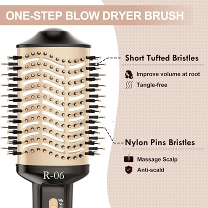 Hair Dryer Brush Blow Dryer Brush in One 4 in 1 Styling Tools with Ceramic Oval Barrel, and Styler Volumizer, Hot Air Straightener Brush for All Hair Types