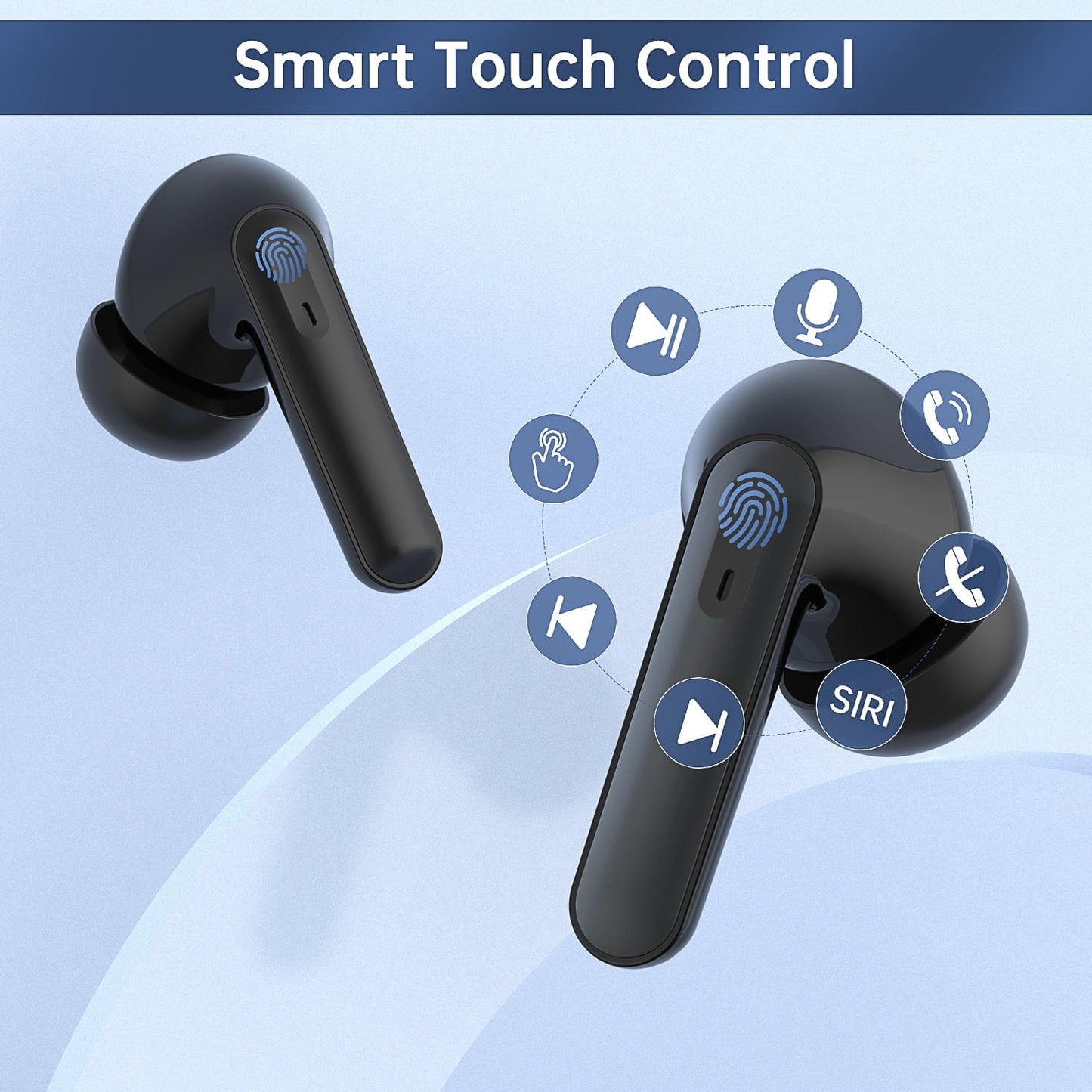 Bluetooth 5.0 Wireless Earbuds with Charging Case IPX5 Sweatproof Headset/Headphones in Ear Built in Mic Industrial Leading TWS Sound with Sport Pumping Bass -black