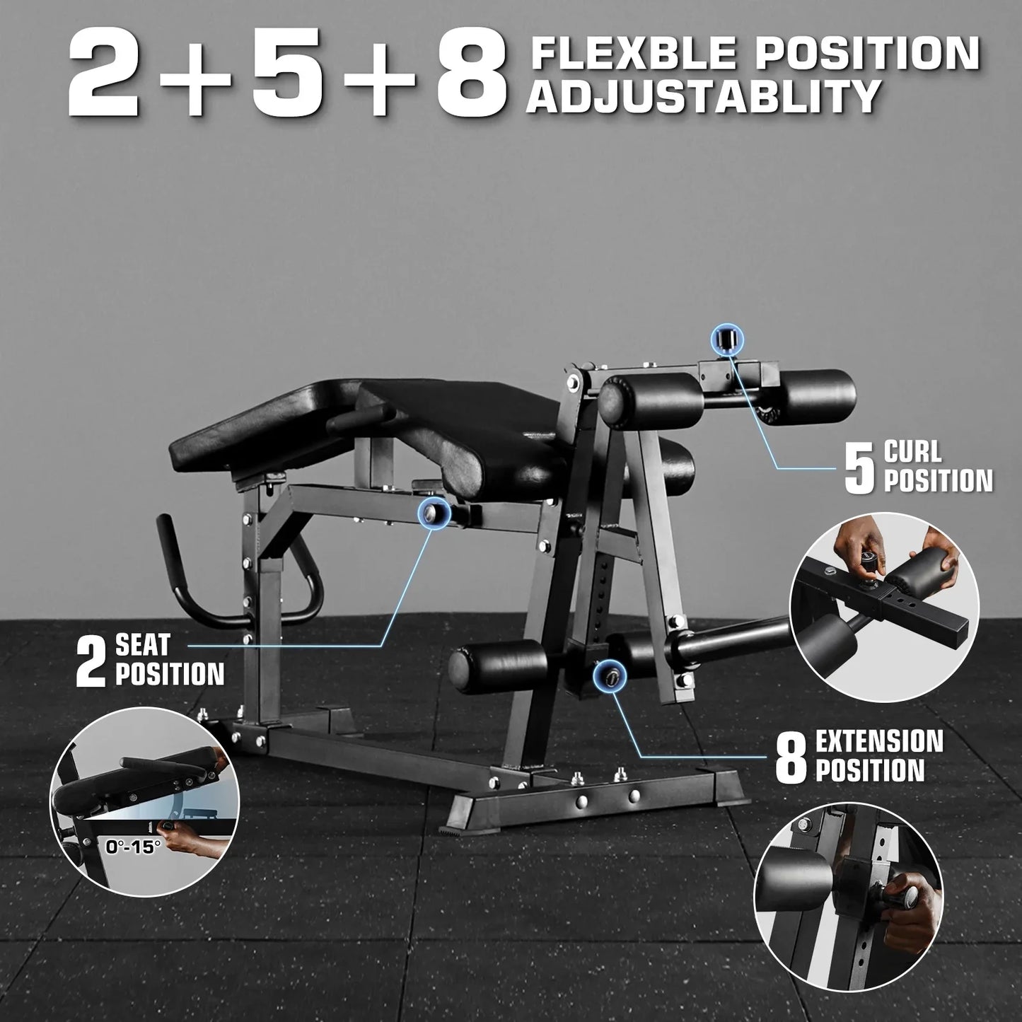 Syedee Leg Extension and Lying Curl Machine, Lower Body Special Leg Machine, Adjustable Leg Exercise Bench with Plate Loaded, Leg Rotary Extension for Thigh, Home Gym Weight Machine
