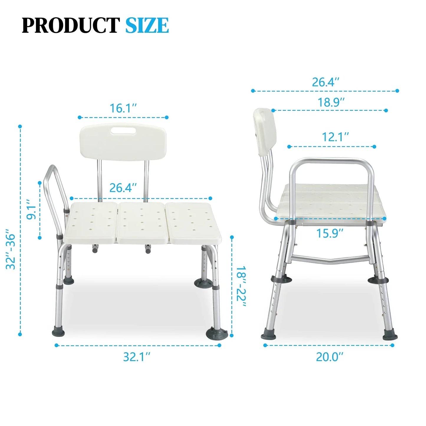 Ktaxon Transfer Bench, Bath Shower Chair Seat, Height Adjustable Shower Stool, for Elderly, Disabled, Supports 330 lbs