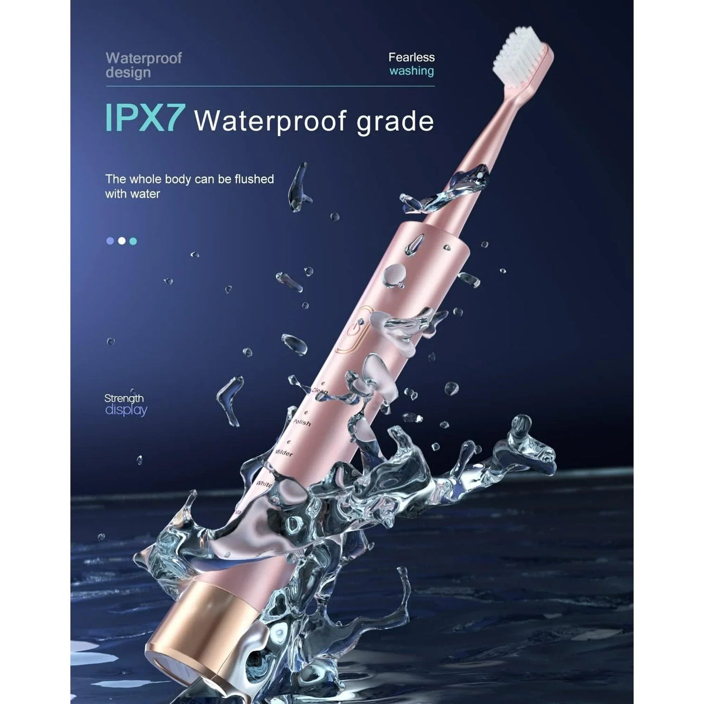 Electric Toothbrush for Adults, USB Rechargeable Toothbrush with 8 Brush Heads, Smart Timer, 5 Modes, 2-hour Fast Charge Last 30 Days, Pink