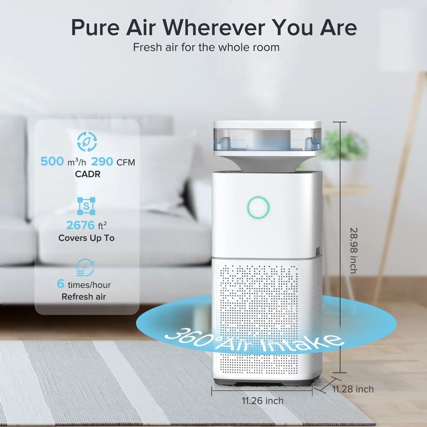 KISSAIR 2-in-1 Air Purifier and Humidifier, Covering 2676Sq.ft, H13 High-efficiency Filter, Up to 99.97% Air Filter, Home/Office/Renovated Space