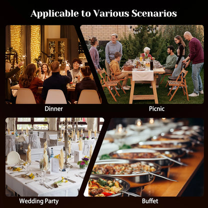 Jacgood 5 qt Disposable Stainless Steel Chafing Dish with Lid & Holder (Set of 4)