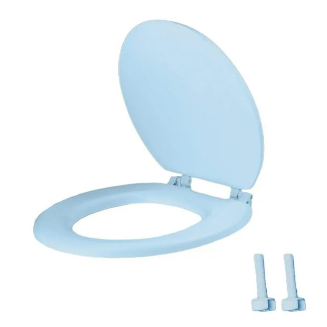 Aiteng Durable Round Toilet Seat with Slow Soft Close - Easy to Install and Clean, Never Loosens, Fits Most Round Toilets, Blue