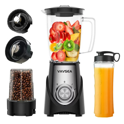 VAVSEA 1000W Smoothie Blender for Shakes and Smoothies, 3 IN1 Kitchen Personal Blenders and Grinder Combo for Protein Drinks, BPA-Free, 2 Speeds & Pulse
