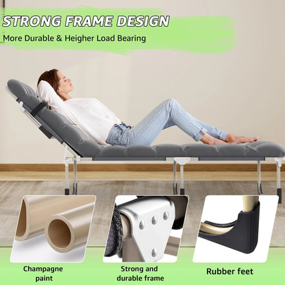 Jacgood Folding, Extra Wide Portable Sleeping Cots with Mattress, 2 Count