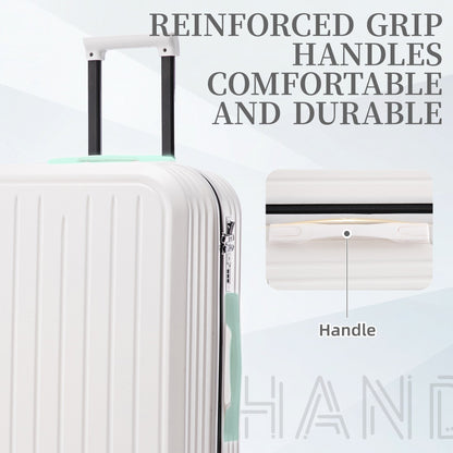 VLDTDRDI 3PCS Luggage Set with Cup Holder,Hardside Carry on Suitcase Sets with 360¡ã Spinner Wheel and USB Port, Portable Lightweight ABS Luggages for Travel, Business(20/24/28)