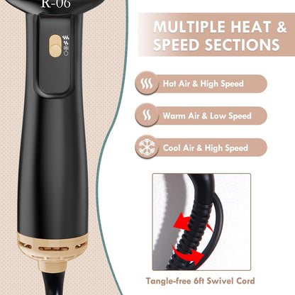 Hair Dryer Brush Blow Dryer Brush in One 4 in 1 Styling Tools with Ceramic Oval Barrel, and Styler Volumizer, Hot Air Straightener Brush for All Hair Types
