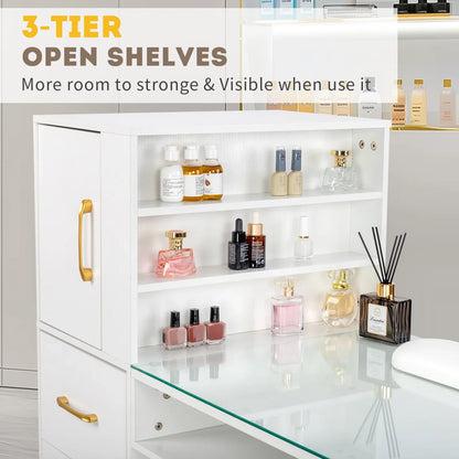 Ktaxon Manicure Table, Nail Makeup Desk, Storage Beauty Salon Workstation,White