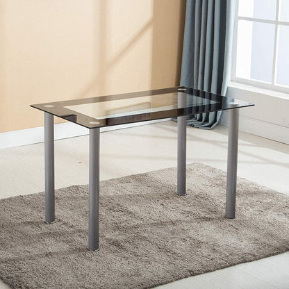 Ktaxon 5 Piece Glass Dining Table Set With 4 Faux Leather Chairs Dining Furniture Black