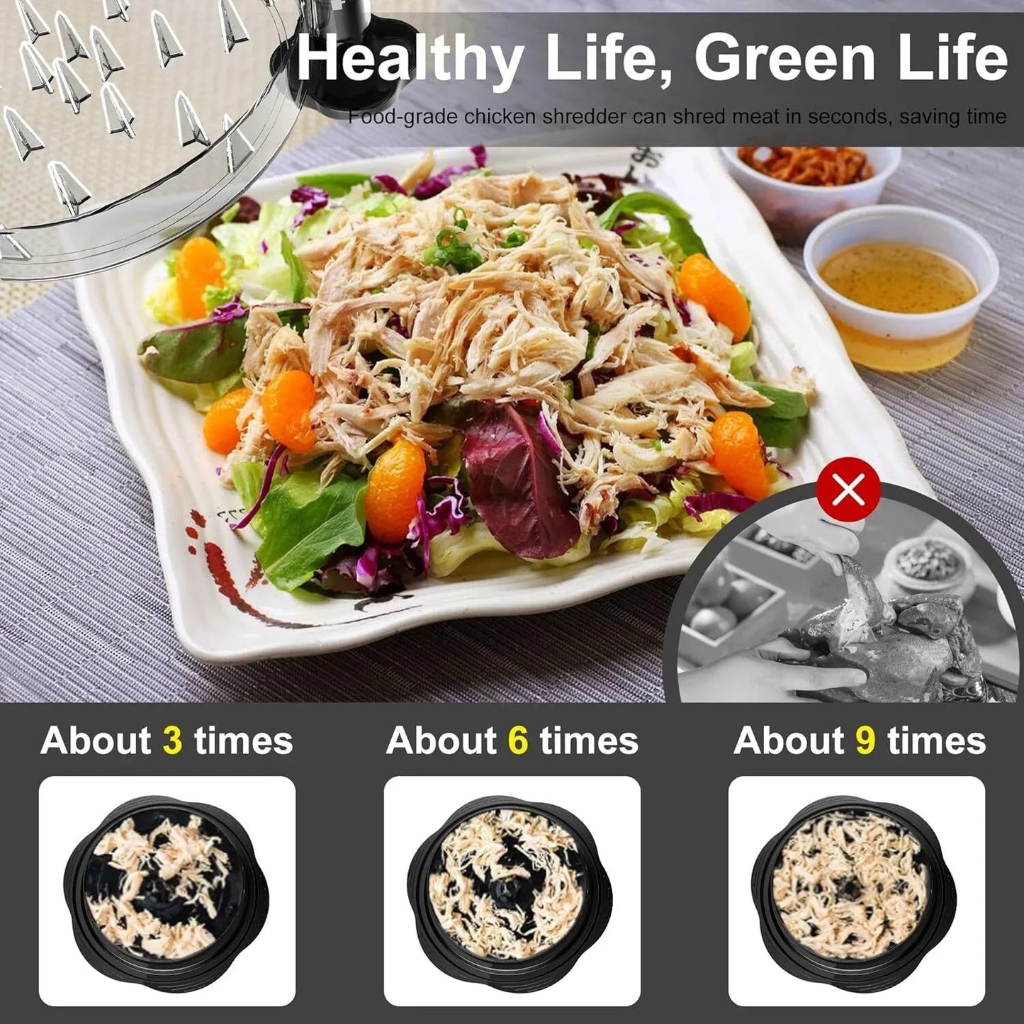 Chicken Shredder, Large Chicken Shredder Tool Twist, Visible Meat Shredder Machine for Chicken Breast Beef Pork with No-Slip Strip & Ergonomic Handle Suitable for Pork Beef Chicken (Red)