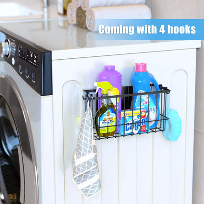 NiHome Magnetic Metal Basket Organizers 2PCS Medium & Small, Versatile Storage for Kitchen & Office Holds Up to 14 lbs, Easy Attach to Refrigerator or Any Magnetic Surface, Space-Saving Design(Black)