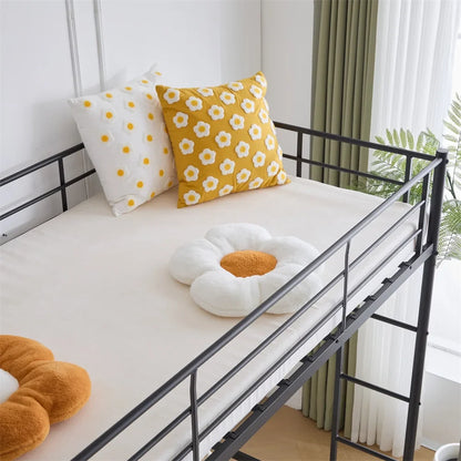 Ktaxon Metal Twin Size Loft Bed Frame with Stairs & Full-Length Guardrail, Black (Desk not included)